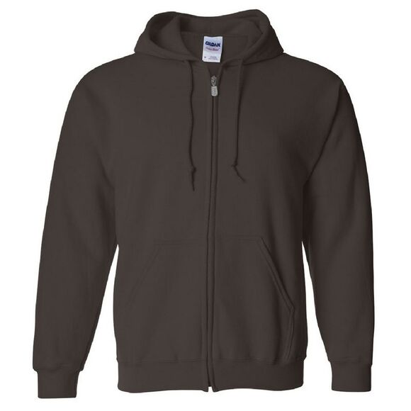 Gildan Heavy Blend Unisex Adult Full ZipSweatshirt Top/ Dark Chocolate